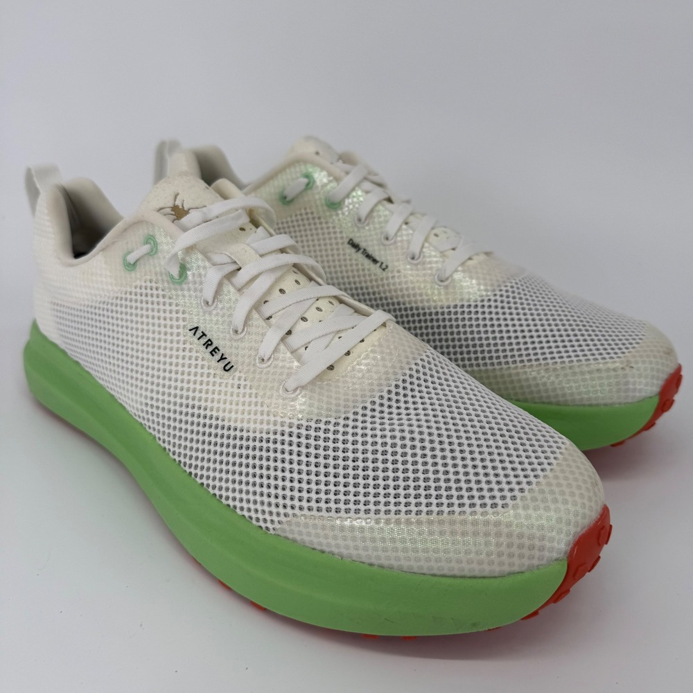 Atreyu Running Shoes Daily Trainer 1.2 Men Sz 12.5 White Green Orange 6mm Offset